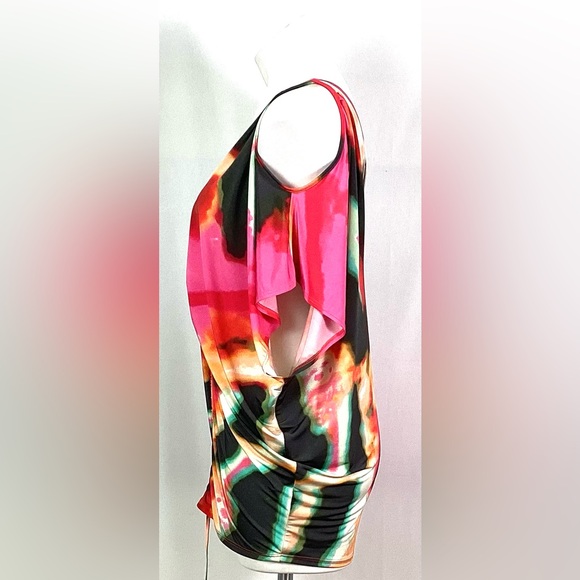 NWT-Orna Farho-Paris -abstract, multicolor designer blouse-size M - Picture 2 of 5